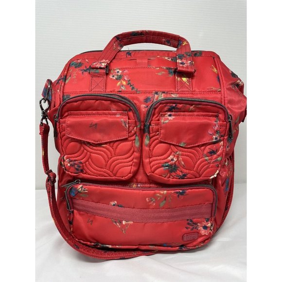 Lug Via Convertible Tote Backpack Travel Bouquet Red Pockets Trolley Sleeve RFID - Picture 2 of 14